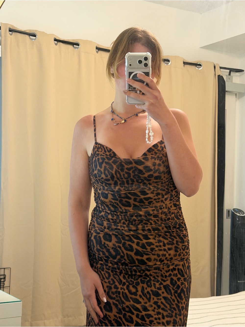 Zara Leopard Print Strapless Cowl Slip Dress - Brown/Black - Picture 3 of 4